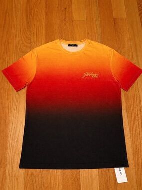 Balmain Script Logo Orange Gradient Tshirt